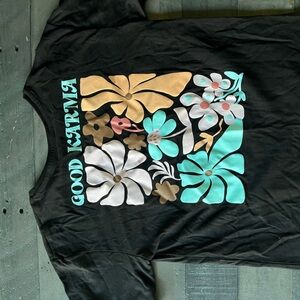 Wonder Nation Black Tee with Floral Design